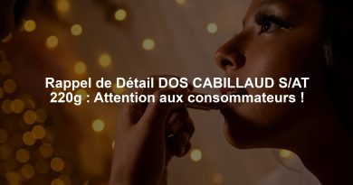 Rappel de Détail DOS CABILLAUD S/AT 220g : Attention aux consommateurs !