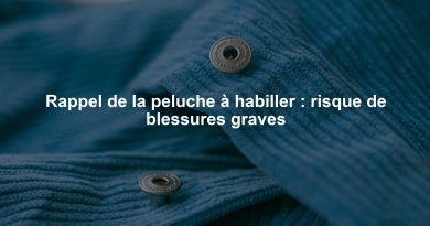 Rappel de la peluche à habiller : risque de blessures graves