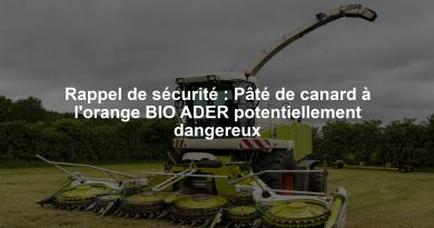 Rappel de sécurité : Pâté de canard à l'orange BIO ADER potentiellement dangereux