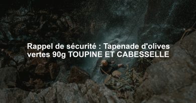 Rappel de sécurité : Tapenade d'olives vertes 90g TOUPINE ET CABESSELLE