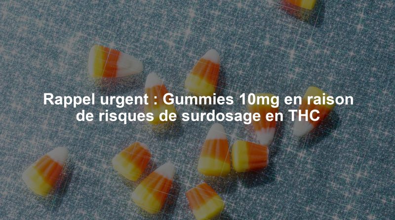 Rappel urgent : Gummies 10mg en raison de risques de surdosage en THC