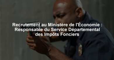 Recrutement au Ministère de l'Économie : Responsable du Service Départemental des Impôts Fonciers