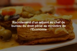 Recrutement d'un adjoint au chef de bureau du droit pénal au ministère de l'Économie