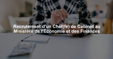 Recrutement d'un Chef(fe) de Cabinet au Ministère de l'Économie et des Finances