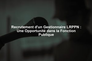 Recrutement d'un Gestionnaire LRPPN : Une Opportunité dans la Fonction Publique