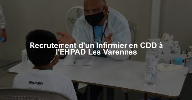 Recrutement d'un Infirmier en CDD à l'EHPAD Les Varennes