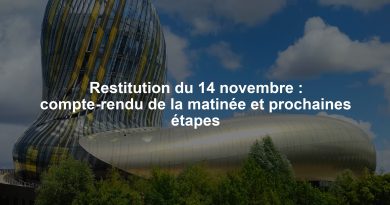 Restitution du 14 novembre : compte-rendu de la matinée et prochaines étapes
