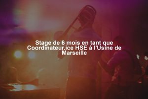 Stage de 6 mois en tant que Coordinateur.ice HSE à l'Usine de Marseille