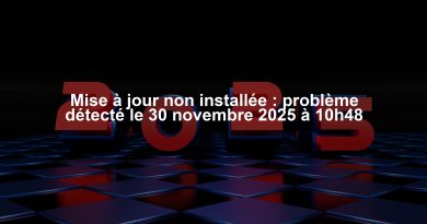 Mise à jour non installée : problème détecté le 30 novembre 2025 à 10h48