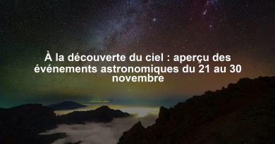 À la découverte du ciel : aperçu des événements astronomiques du 21 au 30 novembre