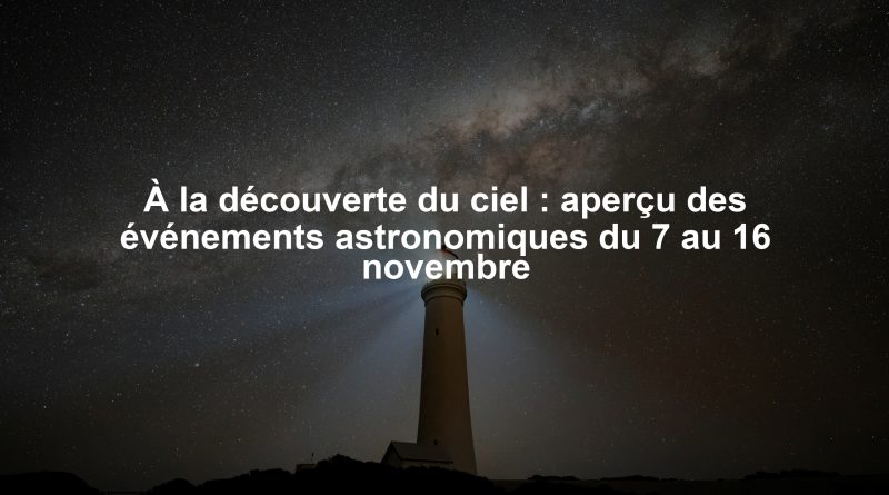 À la découverte du ciel : aperçu des événements astronomiques du 7 au 16 novembre