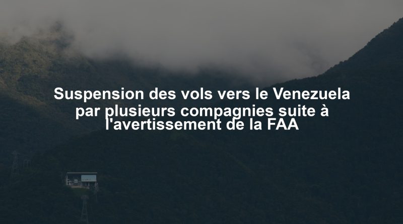 Suspension des vols vers le Venezuela par plusieurs compagnies suite à l'avertissement de la FAA