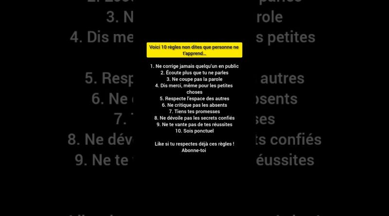 10 Règles Inconnues pour Naviguer en Société