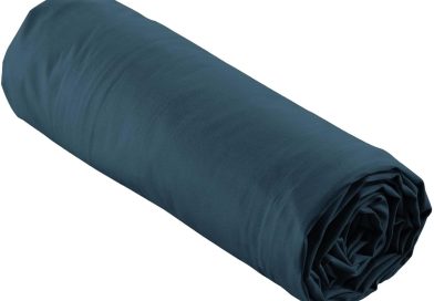 douceur d&rsquo;intérieur, Drap Housse (140 x 190 cm) Percaline Bleu Nuit, 100% Percale de Coton – Le détail qui change tout au quotidien