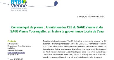 Annulation des Commissions Locales de l’Eau : Impact sur le bassin de la Vienne Annulation des CLE du SAGE Vienne et du SAGE Vienne Tourangelle - Établissement Public Territorial du Bassin de la Vienne