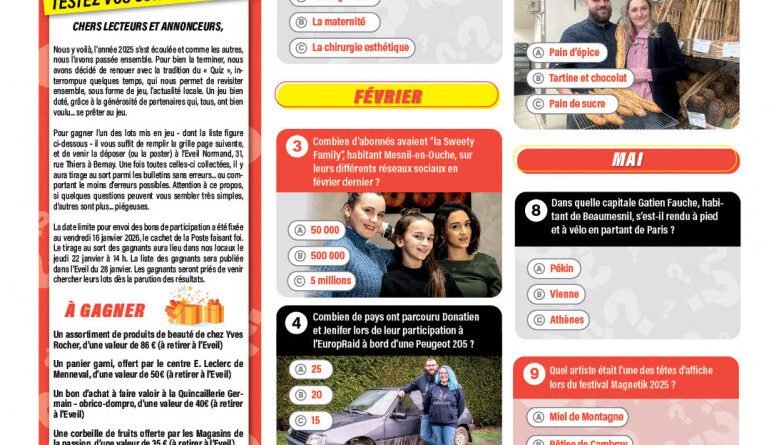 Quiz Eveil Normand : testez vos connaissances sur l'actualité locale et remportez des cadeaux