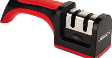 ARCOS Aiguiseur Professionnel avec Poignée Ergonomique pour Couteaux. Rouleaux en Céramique et Carbone. Rouge/Noir – Le détail qui change tout au quotidien