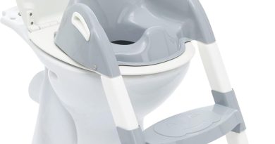 THERMOBABY – Réducteur WC Enfant – Kiddyloo – Astucieux, Ludique & Hygiénique – Pieds Réglables – Marche Antidérapante – Pliage Compact – À Partir De 18 Mois – Fabriqué En France – Gris Charme – Le détail qui change tout au quotidien