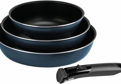 Sitram 714253 Lot de 3 Poêles Aluminium pressé Ø 20/24/28 cm – Revêtement intérieur anti-adhésif 2 couches – Coloris Bleu métal mat – Manche amovible SITRAMOVIBLE – Tous feux dont induction – Pourquoi ce produit mérite votre attention