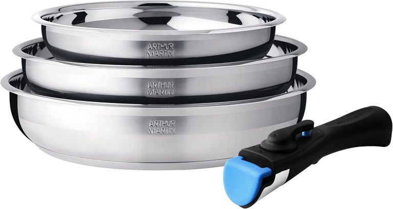 Arthur Martin AM2208 Set de 3 poêles Acier Inoxydable Poignée amovible Tous feux dont induction – Pourquoi ce produit mérite votre attention