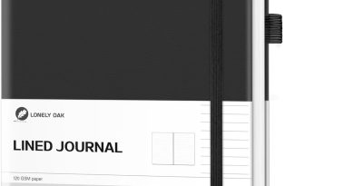 Lonely Oak Ligné Journal Carnet de Notes, 160 Pages A5 Carnet Cahier Relié Pour Femme & Homme, 120GSM Papier Sans Acide Avec Couverture Rigide en Cuir et Poche Intérieure (Noir) – Le détail qui change tout au quotidien