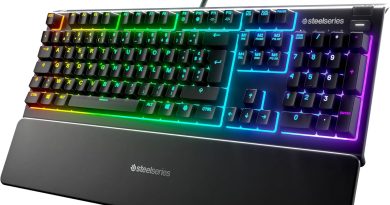 SteelSeries Apex 3 – Clavier de Gaming – Illumination RVB sur 10 Zones – Repose-Mains Magnétique Premium – Agencement Français AZERTY – Le détail qui change tout au quotidien