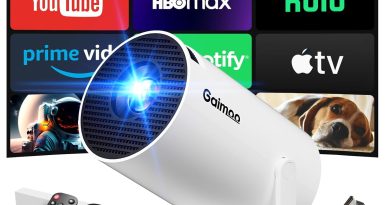 [App intégrée] Vidéoprojecteur 2025 Rétroprojecteur Portable Mini Projecteur Dual Contrôle avec Souris Android TV WiFi 6 BT5.2 180° Rotation Compatible avec HDMI/TV Stick/USB – Le détail qui change tout au quotidien