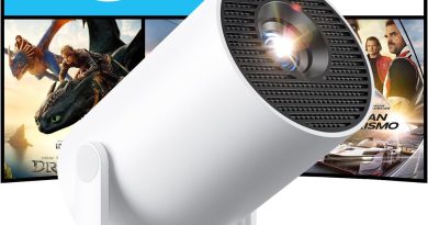 [App intégrée & Auto Keystone] Vidéoprojecteur 4K Supporte 20000 Lumens 2025 Mini Projecteur Portable avec Android TV WiFi 6 Bluetooth 5.4 Rotation 180° pour HDMI/USB/TV Stick/Smartphone/Laptop – Le détail qui change tout au quotidien