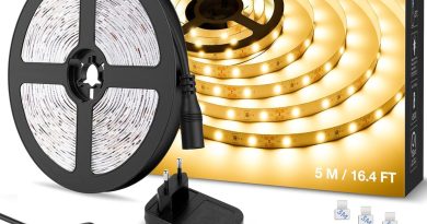 Lepro 5M Ruban LED Blanc Chaud Dimmable 12V 3000k 300LEDs V2835, Bande LED Autocollant Réglable via Variateur pour Miroir Dressing, Meuble, Escalier, Chambre, Cuisine – Le détail qui change tout au quotidien