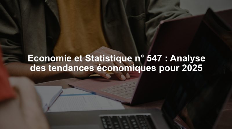 Economie et Statistique n° 547 : Analyse des tendances économiques pour 2025