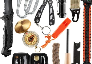Kit de Survie- Trousse de Survie – kit Survie de randonnée – Lampe Torche – Couteau – firesteel – Sifflet de Survie-Boussole – pour Camping, randonnée, Militaire et Chasse – Le détail qui change tout au quotidien