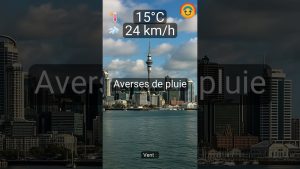 Auckland : Pluie aujourd'hui avec 15°C au programme