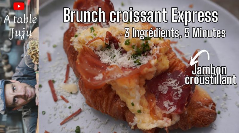 Brunch Facile : Œufs Brouillés, Croissant et Chips de Jambon