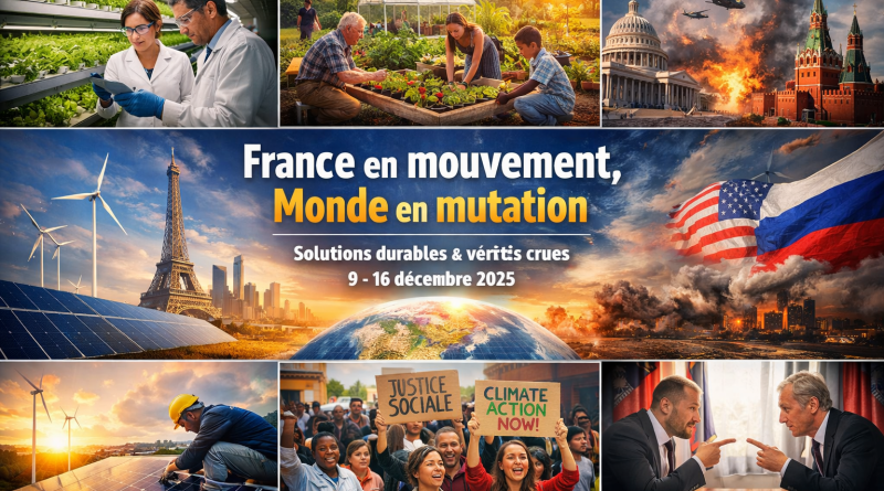 France en mouvement, monde en mutation : solutions durables et vérités crues du 9 au 16 décembre 2025