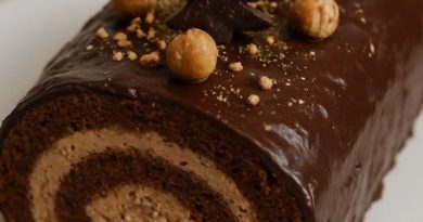 Découvrez la recette de la bûche choco-noisette de Florie du Cellier - ICI