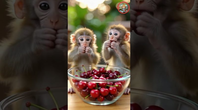 Des bébés singes adorables dégustent des cerises ! 🐵💖