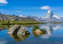 Switzerland, Alps, Matterhorn, lake, mountains, Swiss flag, Geneva