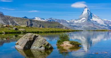 Switzerland, Alps, Matterhorn, lake, mountains, Swiss flag, Geneva