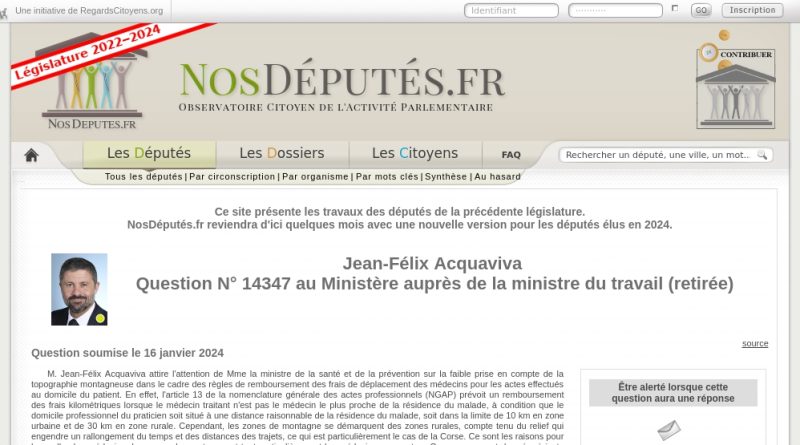 Jean-Félix Acquaviva : Question N° 14347 au Ministère auprès de la ministre du travail (retirée)