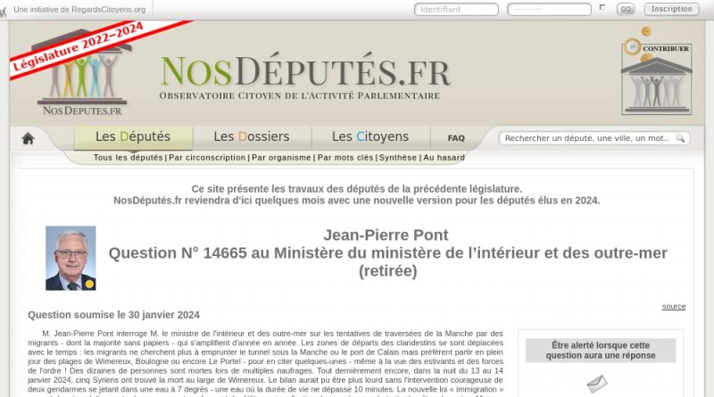 Jean-Pierre Pont : Question N° 14665 au Ministère du ministère de l’intérieur et des outre-mer (retirée)