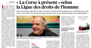 "La Corse à présent. Emancipation, mondialisation et questionnement identitaire". Présentation du livre coédité par la section et les éditions Albiana dans Corse-Matin