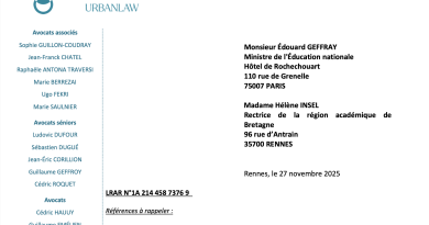 Licence Professorat des Ecoles (LPE) bilingue : une lettre de sommation par avocat adressée au Ministère et au Rectorat.
