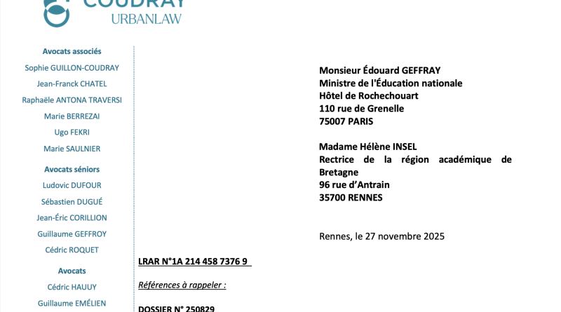 Licence Professorat des Ecoles (LPE) bilingue : une lettre de sommation par avocat adressée au Ministère et au Rectorat.
