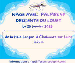 NAGE AVEC PALMES 49 : DESCENTE DU LOUET, avec et sans support, le dimanche 25 janvier 2026 - CIBPL-FFESSM