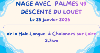 Descente du Louet 2026 : nage avec palmes ouverte aux licenciés FFESSM, inscriptions en cours pour 3,7 km de défi NAGE AVEC PALMES 49 : DESCENTE DU LOUET, avec et sans support, le dimanche 25 janvier 2026 - CIBPL-FFESSM