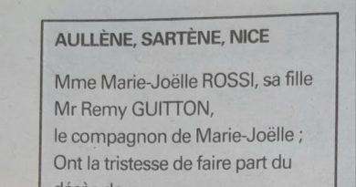 [Notice][Décès][Remerciements] Aullène & Sartène & Nice > Natali Yvonne.