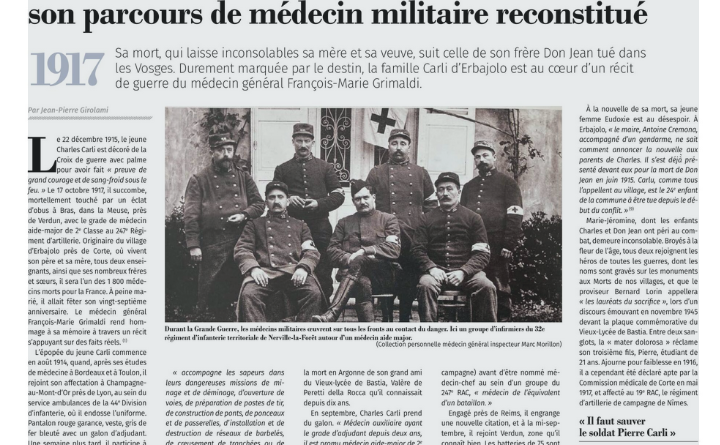 [Presse] Aullène & Monacia d'Aullène & Erbajolo    >    CARLI Charles Pierre, Médecin Militaire  >   Hommage.