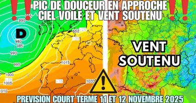 Prévisions : Douceur en vue, ciel nuageux et vent fort les 11-12 nov.
