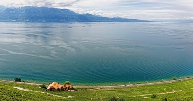 Switzerland, Alps, Matterhorn, lake, mountains, Swiss flag, Geneva