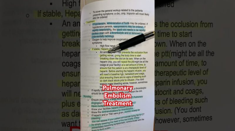 Traitement de l'embolie pulmonaire pour les nouvelles infirmières ER
